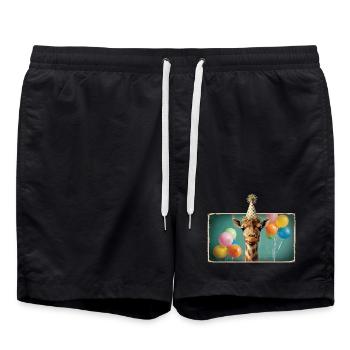 Giraffe Animals Zoo Party Jungle Zoo Birthday - Swim Trunks - black - Front - AI Model Male 185 light (185cm)