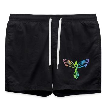 L'envol de l'oiseau multicolore - Short de bain - noir - Devant - AI Model Male 185 light (185cm)