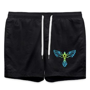 L'envol de l'oiseau bleu et jaune - Short de bain - noir - Devant - AI Model Male 185 light (185cm)