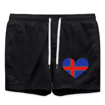 Icelandic heart-shaped flag - Swim Trunks - black - Front - AI Model Male 185 light (185cm)