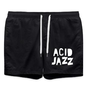 Acid Jazz Bold Typography Tee - Swim Trunks - black - Front - AI Model Male 185 light (185cm)