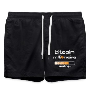 Satoshi Nakamoto Bitcoin Crypto Erfinder - Badeshorts - Schwarz - Vorne - AI Model Male 185 light (185cm)