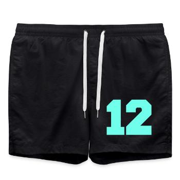 12 - Badeshorts - Schwarz - Vorne - AI Model Male 185 light (185cm)