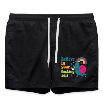 Glaub an Dich Selbst Schnecke Spaß Humor Lustig - Badeshorts - Schwarz - Vorne - AI Model Male 185 light (185cm)