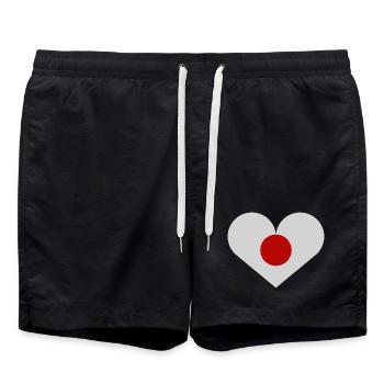 Japanische Flagge in Herzform - Badeshorts - Schwarz - Vorne - AI Model Male 185 light (185cm)