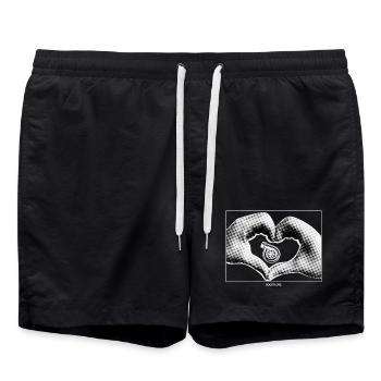Heart hand with a small turbo - Swim Trunks - black - Front - AI Model Male 185 light (185cm)