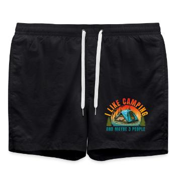 I LIKE CAMPING AND MAYBE 3 PEOPLE - Swim Trunks - black - Front - AI Model Male 185 light (185cm)