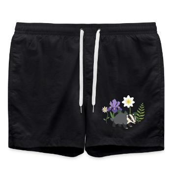 Dachs · Pflanzenliebhaber · Geschenkidee · Farn - Badeshorts - Schwarz - Vorne - AI Model Male 185 light (185cm)