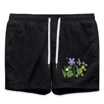 Blumen botanisch Pflanzenwelt Illustration Pflanze - Badeshorts - Schwarz - Vorne - AI Model Male 185 light (185cm)