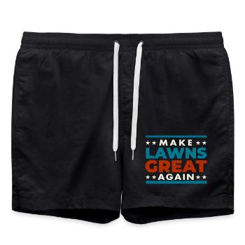 Rasenflächen wieder großartig machen – lustiger Rasenmäh-Papa - Badeshorts - Schwarz - Vorne - AI Model Male 185 light (185cm)