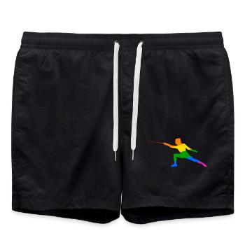 Regenbogen Fechten - Badeshorts - Schwarz - Vorne - AI Model Male 185 light (185cm)