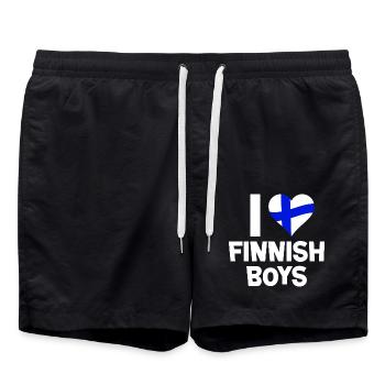 ICH LIEBE FINNISCHE JUNGS - Badeshorts - Schwarz - Vorne - AI Model Male 185 light (185cm)