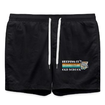 Retro Musik Kassetten Recorder Technik - Badeshorts - Schwarz - Vorne - AI Model Male 185 light (185cm)
