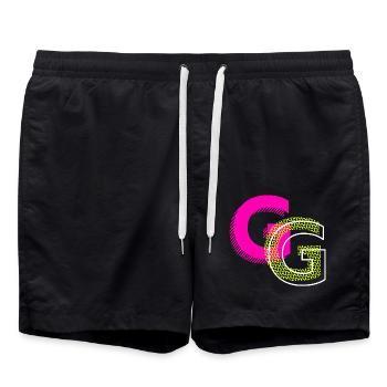 Initial letter G - Swim Trunks - black - Front - AI Model Male 185 light (185cm)