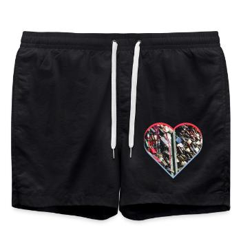 Serrures d’amour de cœur - Short de bain - noir - Devant - AI Model Male 185 light (185cm)