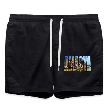 amasya panorama - Swim Trunks - black - Front - AI Model Male 185 light (185cm)