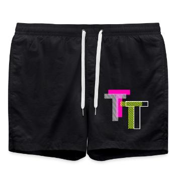 Letter T - Swim Trunks - black - Front - AI Model Male 185 light (185cm)