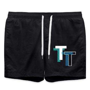 Lettre T - Short de bain - noir - Devant - AI Model Male 185 light (185cm)
