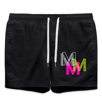 M Buchstabe - Badeshorts - Schwarz - Vorne - AI Model Male 185 light (185cm)