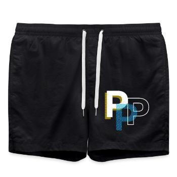 Anfangsbuchstabe P - Badeshorts - Schwarz - Vorne - AI Model Male 185 light (185cm)