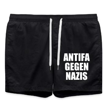 Antifa gegen nazis - Badeshorts - Schwarz - Vorne - AI Model Male 185 light (185cm)