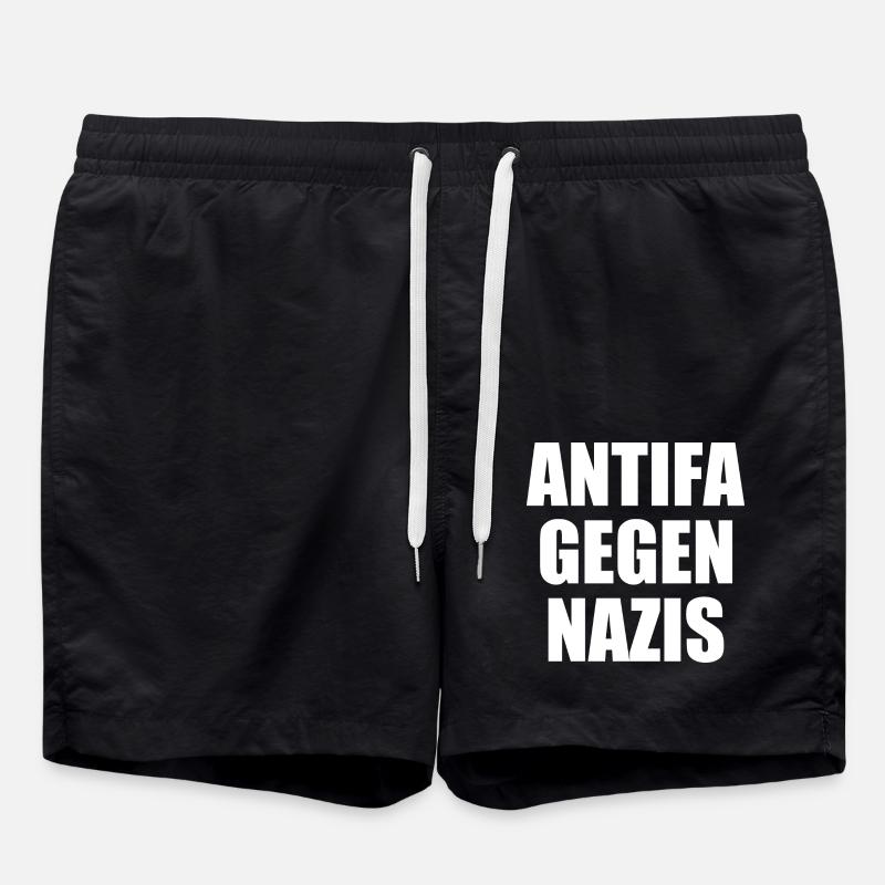 Antifa gegen nazis - Badeshorts - Schwarz