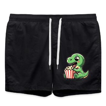 Dino mit Popcorn, Karneval im Kino - Badeshorts - Schwarz - Vorne - AI Model Male 185 light (185cm)