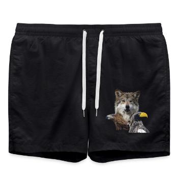 Loup et aigles - Short de bain - noir - Devant - AI Model Male 185 light (185cm)