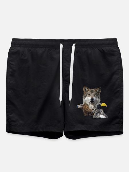 Wolf und Adler - Badeshorts - Schwarz