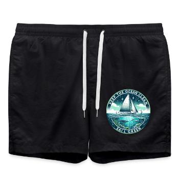 Sail Sailboat Ocean Clean Keep Sailing Green - Swim Trunks - black - Front - AI Model Male 185 light (185cm)