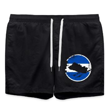 El Salvador Vintage Map Salvadoran Flag - Swim Trunks - black - Front - AI Model Male 185 light (185cm)