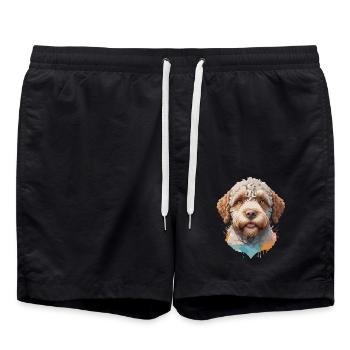 Lagotto romagnolo Hund Niedlich in buntem Design - Badeshorts - Schwarz - Vorne - AI Model Male 185 light (185cm)