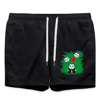 Liebe Panda Familie mit rotem Herz. - Badeshorts - Schwarz - Vorne - AI Model Male 185 light (185cm)