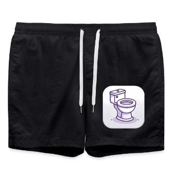 Icône de toilette minimaliste lavande - Short de bain - noir - Devant - AI Model Male 185 light (185cm)