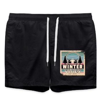 Ambiance hivernale pour les amoureux de la nature au coucher du soleil - Short de bain - noir - Devant - AI Model Male 185 light (185cm)