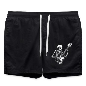 Squelette avec guitare basse. Conception de basses cool - Short de bain - noir - Devant - AI Model Male 185 light (185cm)