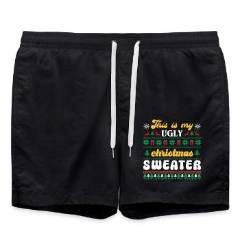 This is my Ugly Christmas Sweater - Swim Trunks - black - Front - AI Model Male 185 light (185cm)