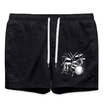 Drums Drummer Destroy Silence Rockband. - Swim Trunks - black - Front - AI Model Male 185 light (185cm)