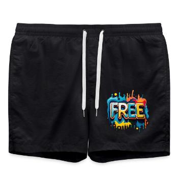 Freei, Frei, Freiheit - Badeshorts - Schwarz - Vorne - AI Model Male 185 light (185cm)