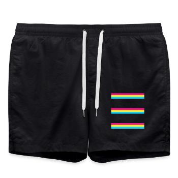 Pansexuelle Flagge - Badeshorts - Schwarz - Vorne - AI Model Male 185 light (185cm)