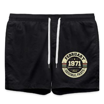 February 1971 Vintage Birthday Gift 1971 - Swim Trunks - black - Front - AI Model Male 185 light (185cm)