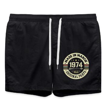 Legendary since March 1974 - Swim Trunks - black - Front - AI Model Male 185 light (185cm)