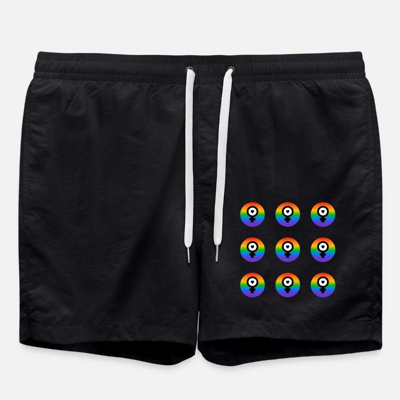 Icônes féministes - Drapeau arc-en-ciel - Short de bain - noir