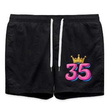 35 Number Crown - Swim Trunks - black - Front - AI Model Male 185 light (185cm)