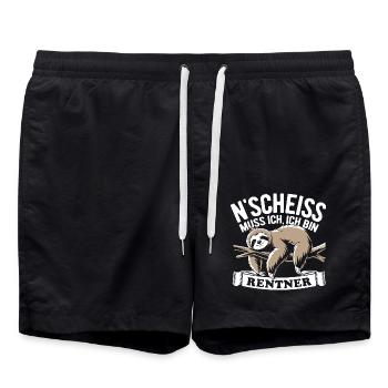 N' Scheiss muss ich, ich bin Rentner - Faultier - Badeshorts - Schwarz - Vorne - AI Model Male 185 light (185cm)