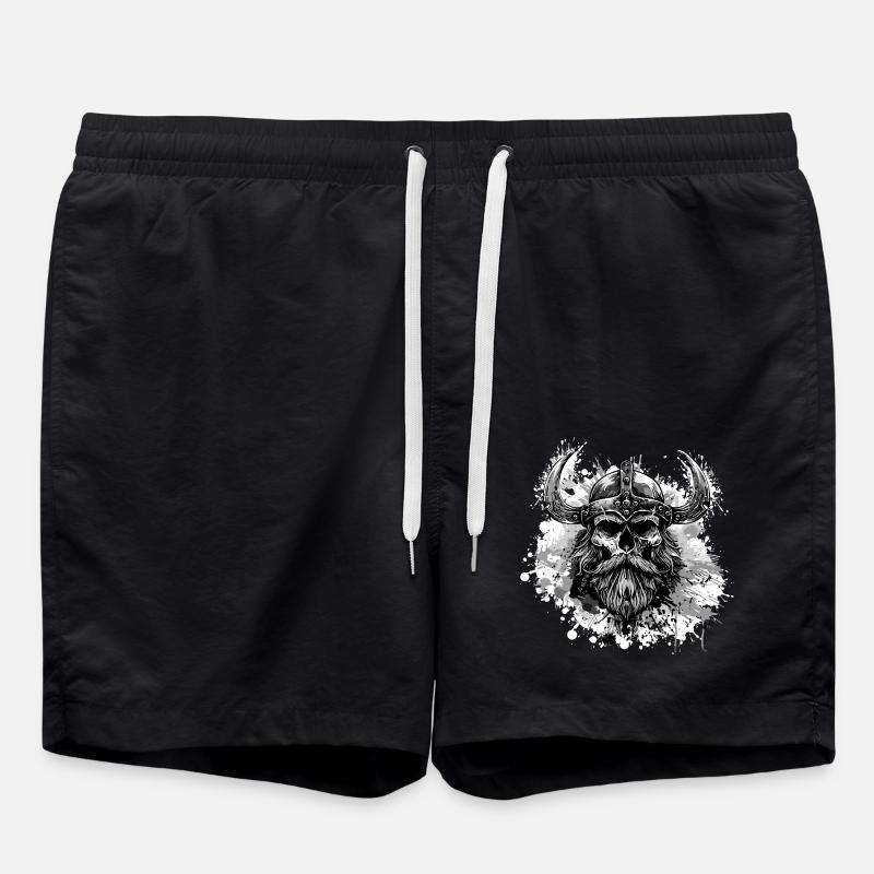 Viking Skull - Swim Trunks - black