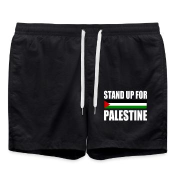 stand up for palestine - Short de bain - noir - Devant - AI Model Male 185 light (185cm)