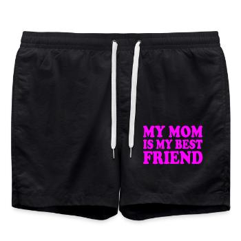 my mom is my best friend - Badeshorts - Schwarz - Vorne - AI Model Male 185 light (185cm)