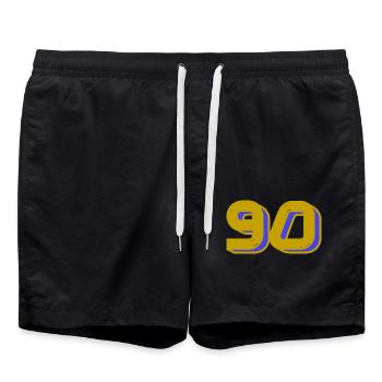 90. 90 YEARS. 90th ANNIVERSARY. 90 YEARS ANNIVERSARY. - Swim Trunks - black - Front - AI Model Male 185 light (185cm)