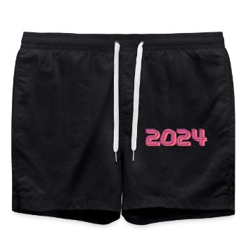 2024. FROHES NEUES JAHR. SILVESTER. NEUJAHR - Badeshorts - Schwarz - Vorne - AI Model Male 185 light (185cm)